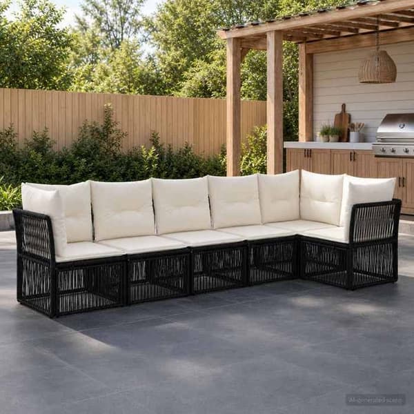 Maison Exclusive - 6-delt have-sofa sæt i sort polyrotin