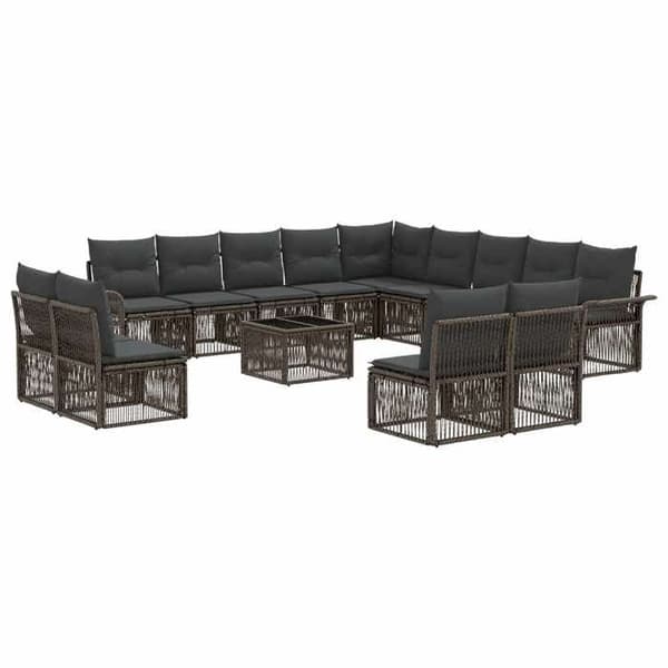 Havemøbel sæt - MAISON EXCLUSIVE - 14 dele - Poly rattan - Grå - Modulerbar & vejrbestandig Grå