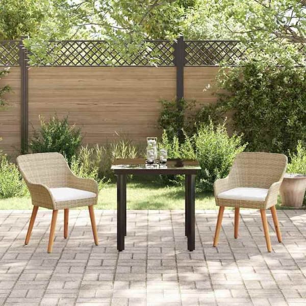 Maison Exclusive - 3-delars matgrupp för trädgård i beige polyrotting beige