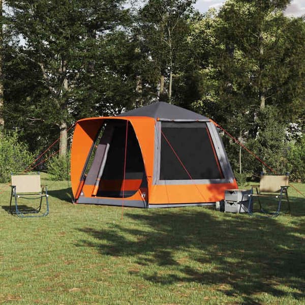 Maison Exclusive - Campingtelt Grå og orange 420 x 420 x 227 cm Polyester