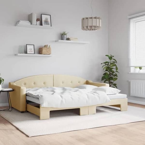 Maison Exclusive - Sovesofa med udtræk uden madras creme 80x200 cm Grädde