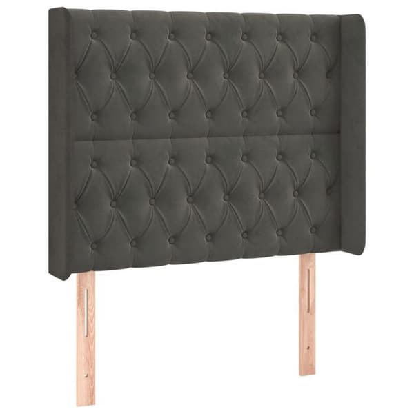 Maison Exclusive - Päätylevy korvilla Tummanharmaa 103x16x118/128 cm Sametti Mörkgrå