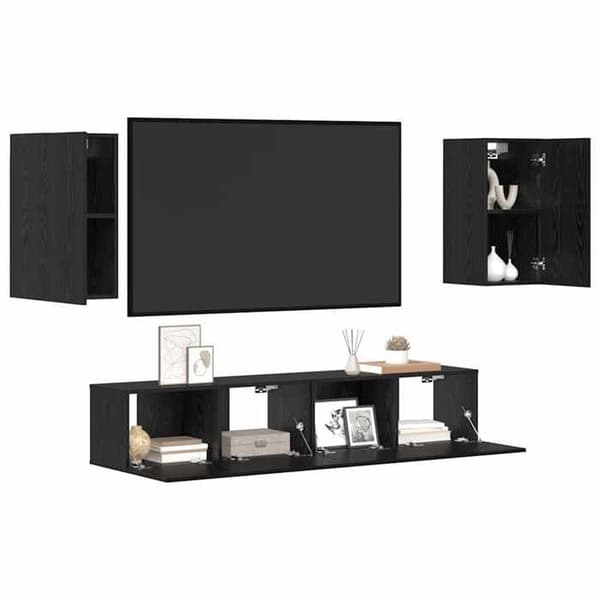 Maison Exclusive - TV-møbel sæt 4 dele 80 x 30 x 30 cm Sort eg svart ek