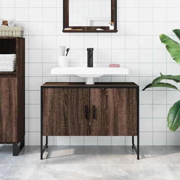 Maison Exclusive - Badeværelsesvaskeskab i brunt egetræ, ingeniørtræ