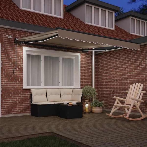 Maison Exclusive - Elektrisk markis med LED och sensor 3,5 x 2,5 m Beige beige