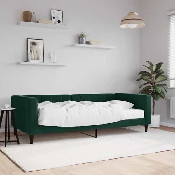 Maison Exclusive - Dagbädd med mörkgrön madrass 90x200 cm sammet Mörkgrön