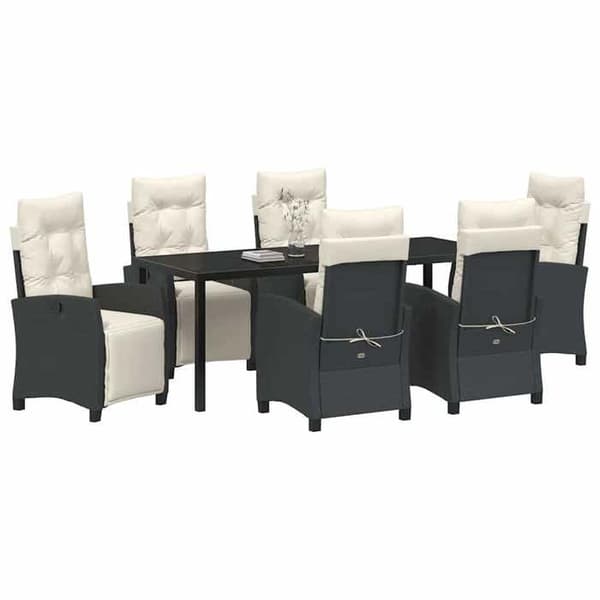 Maison Exclusive - 7 pc have spisebordssæt i sort polyrotin Svart