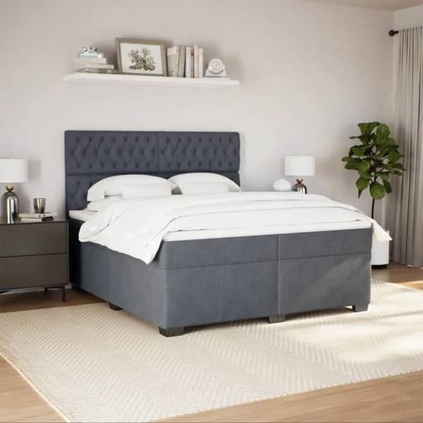 Maison Exclusive - Sänkylaatikko ja harmaa samettimatrassi 200x200cm