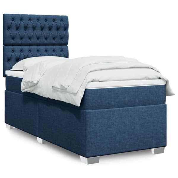 Maison Exclusive - Sengestel med springmadras Blå 90x200 cm Stof