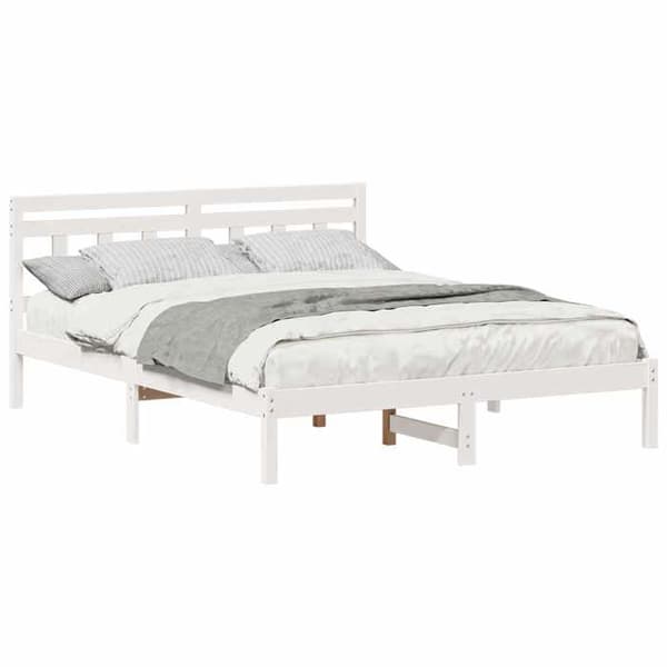 Maison Exclusive - Sängram Vit 160 x 200 cm Massivt trä