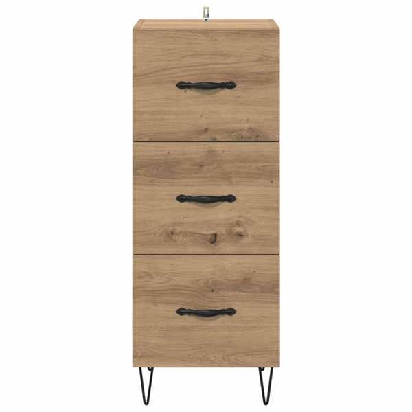 Maison Exclusive - Buffet i egetræ, håndlavet 34 x 34,5 x 90 cm Ingeniørtræ