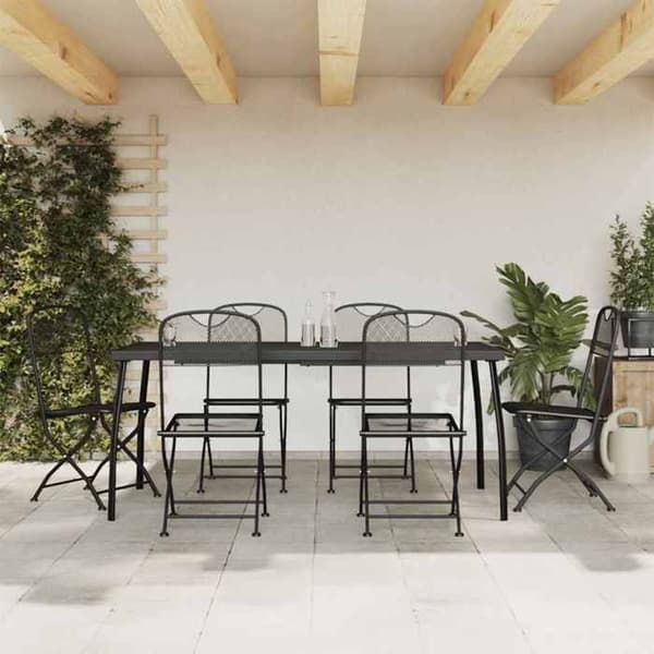 Maison Exclusive - Trädgårdsset 7 delar antracit metall nät