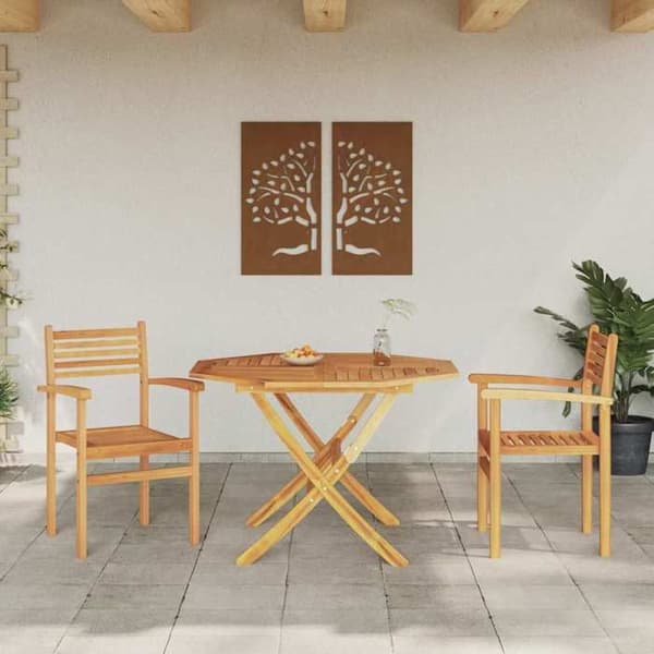 Trädgårdsstol - EXKLUSIV HEM - Rustik chic - Massiv teak - Brun - Set om 2 delar brun