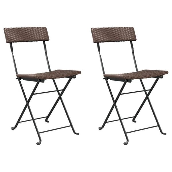 Maison Exclusive - Fällbara bistrostolar set om 2 i flätad resin och stål brun