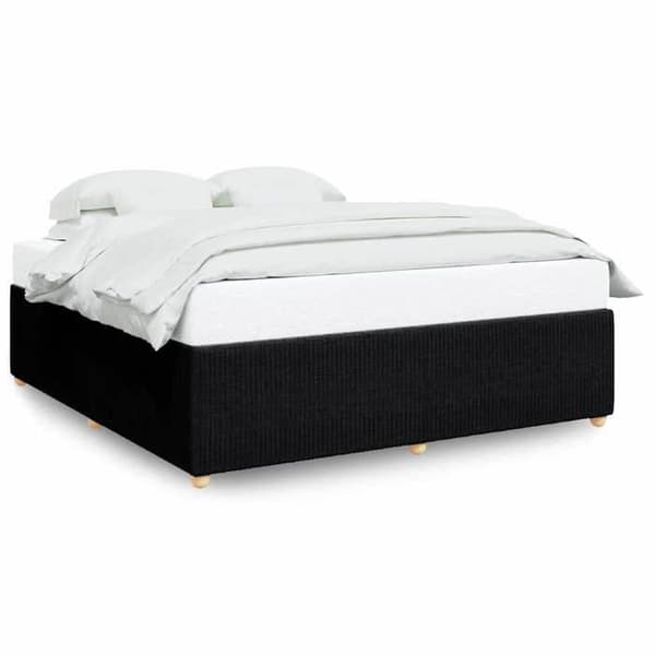 Sengestel - EKSKLUSIV HUS - 200x200 cm - Sort polyesterstof - Inkluderet lamelbund - Robuste ben Svart