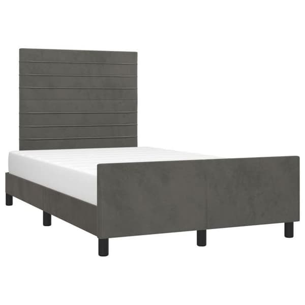 Sengestel - EKSKLUSIV HUS - 120x190 cm - Mørkegrå velour - Justerbar hovedgærde - Lamelseng Mörkgrå