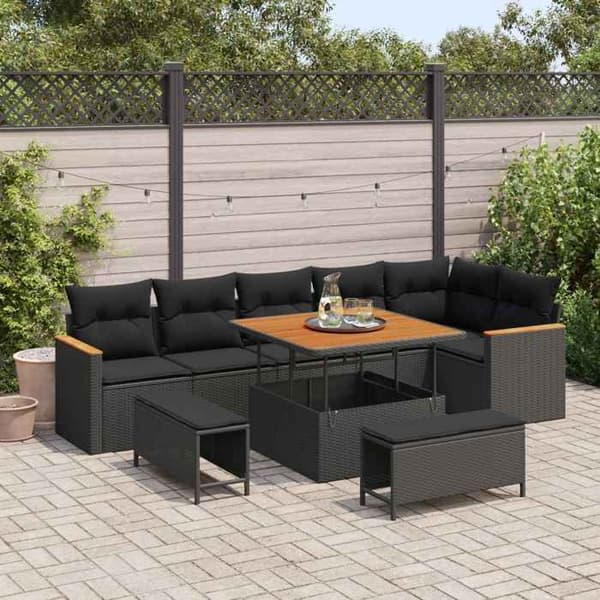 Maison Exclusive - 9 stk. have-sofa sæt i sort polyrotin Svart