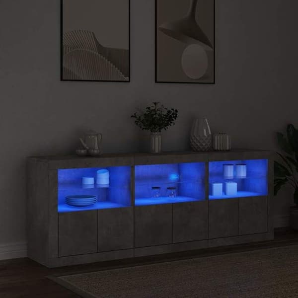 Maison Exclusive - Buffet med LED-lys grå beton 181,5x37x67 cm