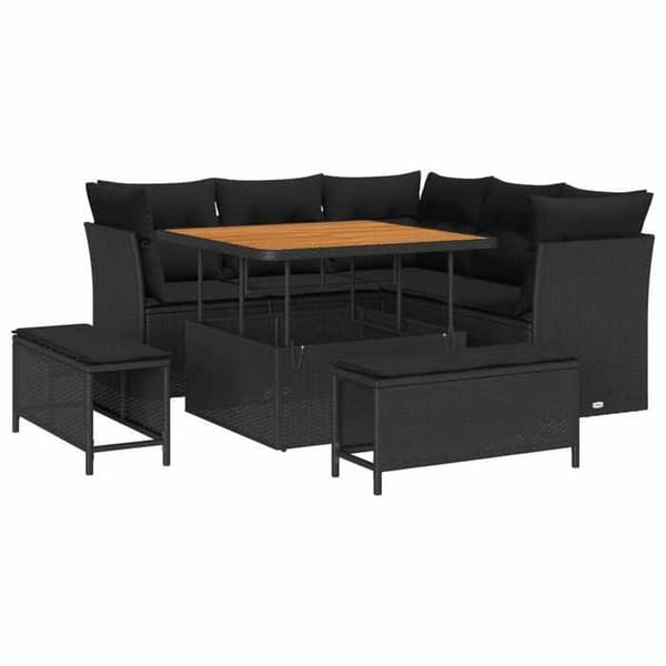 Maison Exclusive - 8-osainen puutarhakalustesarja 5-hengen musta