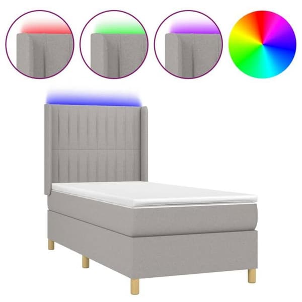 Maison Exclusive - Lamelseng madras LED Lys grå 100x200 cm Stof