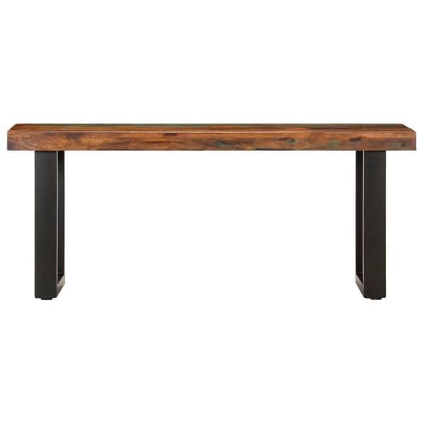 Maison Exclusive - Bænk 110 cm Solid genbrugstræ og stål kastanj