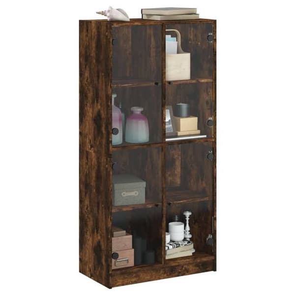 Maison Exclusive - Høj buffet med røget egetræsdøre 68x37x142 cm ingeniørtræ