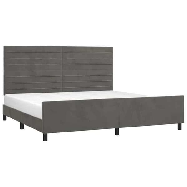 Sengestel - EKSKLUSIV HUS - 200 x 200 cm - Mørkegrå velour - Justerbar hovedgærde - Lamelseng Mörkgrå