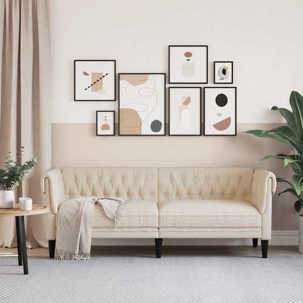 Maison Exclusive - 3-paikkainen Chesterfield-sohva pellavaa