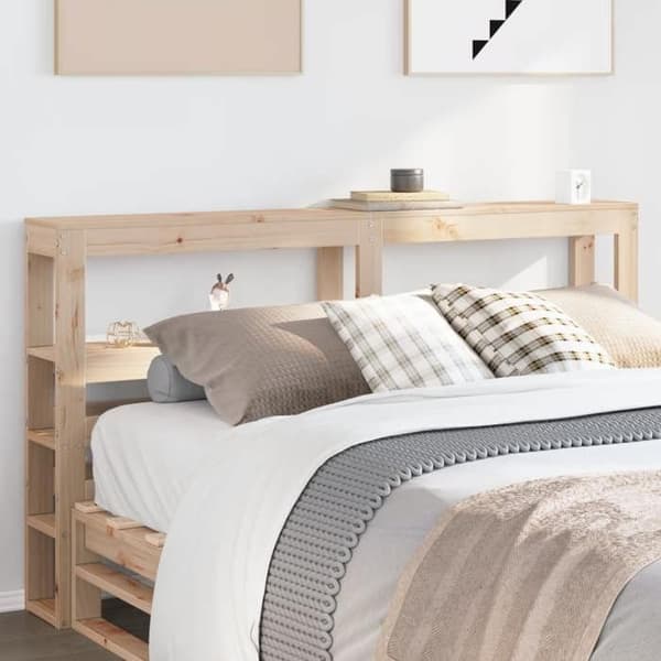 Maison Exclusive - Päätylevy hyllyillä 140 cm massiivipuusta