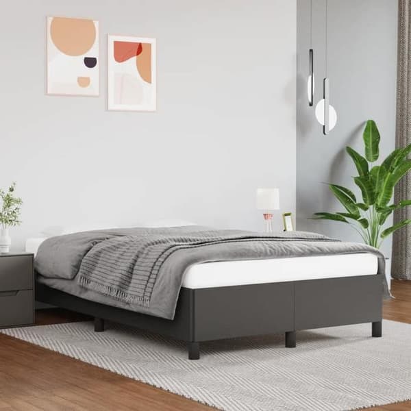 Sengestel - EKSKLUSIV HUS - 120 x 190 cm - Grå kunstlæder - Inkluderet lamelbund - Robuste ben Grå