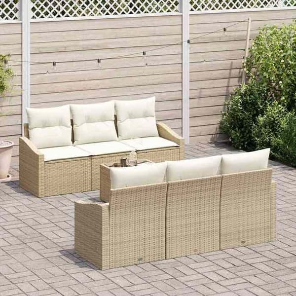 Maison Exclusive - 7 osan sohvasetti beige ja kerma polyrottinkia