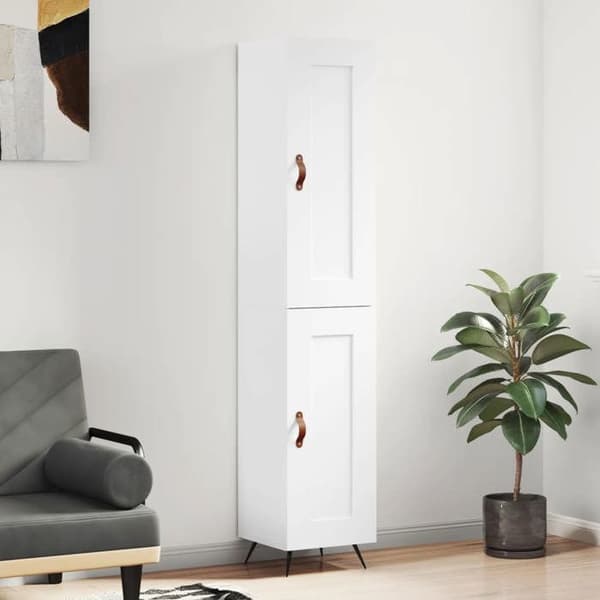 Maison Exclusive - Buffé hög Vit glänsande 34,5x34x180 cm Ingenjörsträ