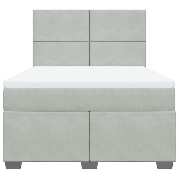 Maison Exclusive - Seng solid bund med socker og madras Grå 160x200cm Velour