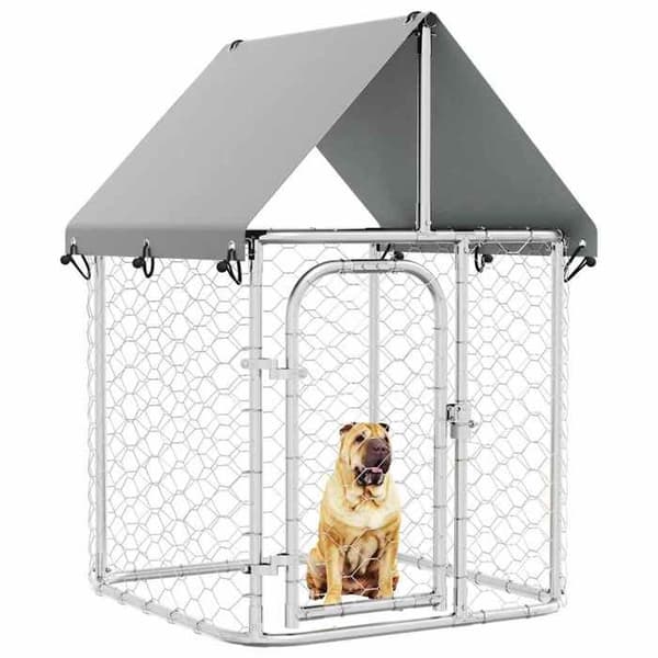 Exklusivt hus - Utomhus hundhus med tak 100x100x150 cm silver-