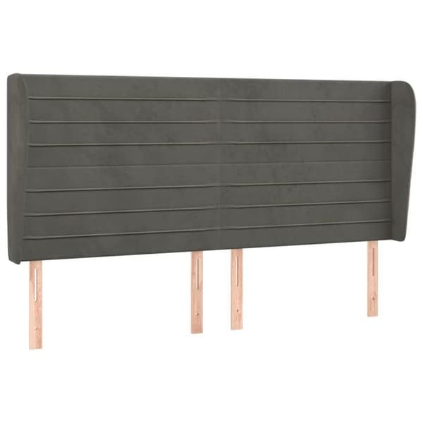 Maison Exclusive - Päätylevy korvilla Tummanharmaa 203x23x118/128 cm Sametti Mörkgrå