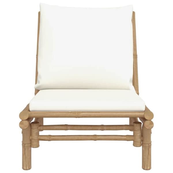 Maison Exclusive - Puutarhatuolit 2 kpl valkoisella kermapehmusteella, bambu