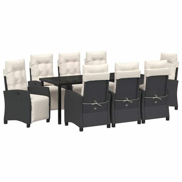Maison Exclusive - 9 pc have spisebordssæt i sort polyrotin Svart