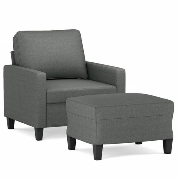 Maison Exclusive - Fåtölj med fotpall Mörkgrå 60 cm Tyg Mörkgrå
