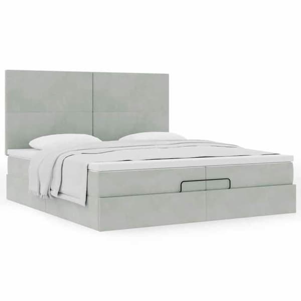 Maison Exclusive - Ottoman-seng med lys grå madras 200x200 cm velour ljusgrått