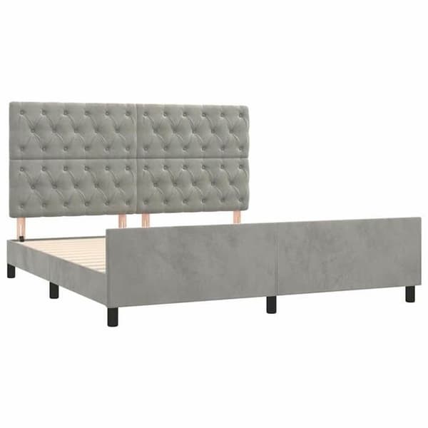 Sengestel - EKSKLUSIV HUS - 160x200 cm - Velour - Lys grå - Justerbar hovedgærde Ljusgrått