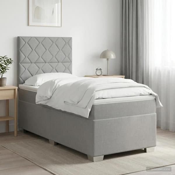Maison Exclusive - Boxspring säng med madrass Ljusgrå 100 x 200 cm Tyg