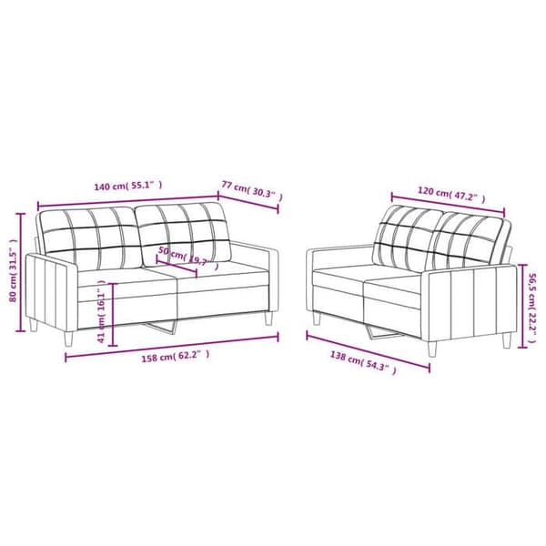 Maison Exclusive - Set med 2 soffor med kuddar Taupe Tyg