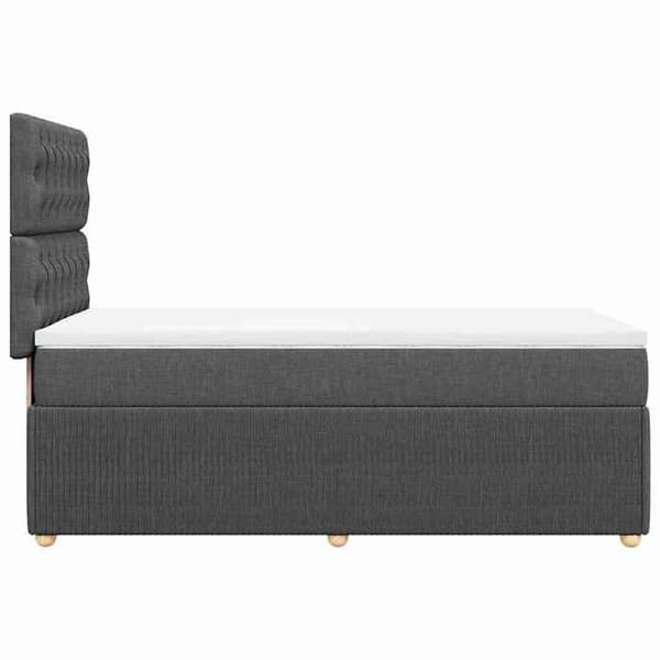 Maison Exclusive - Sengebund med lameller og mørkegrå madras 90x200 cm Stof