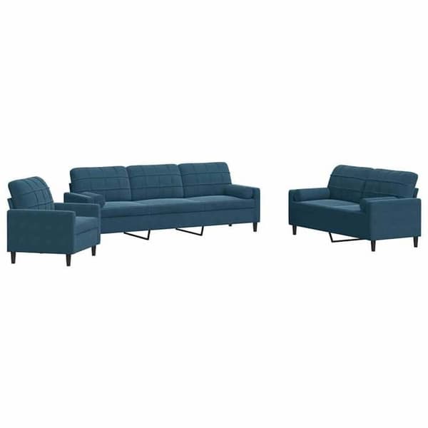 Maison Exclusive - Sæt af 3 sofaer med puder og blå velourpuder