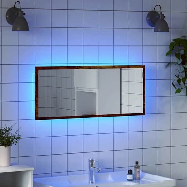 Maison Exclusive - LED-badeværelsesspejl i røget egetræ, ingeniørtræ