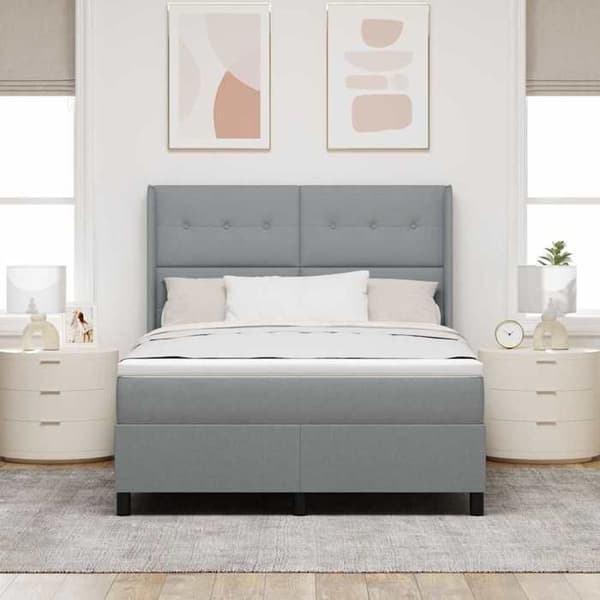 Maison Exclusive - LED-fjeder seng Lys grå 160 x 200 cm stof