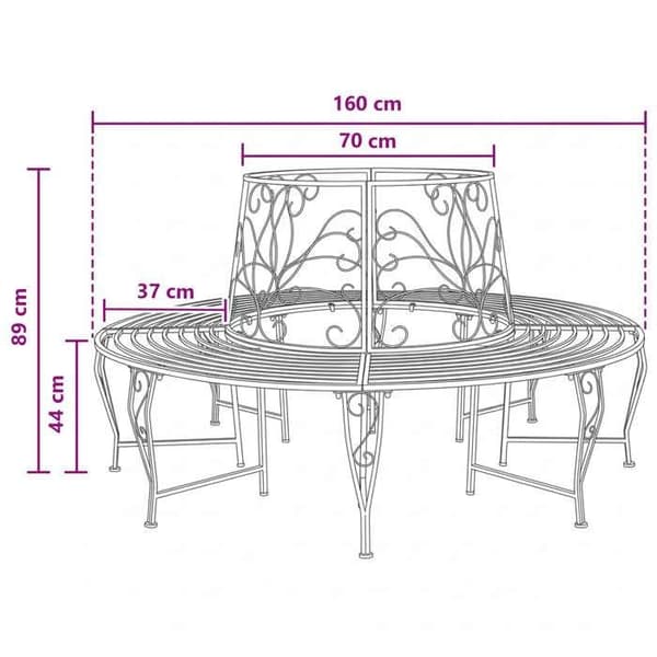 Maison Exclusive - Trädsoffa 8 -platser Ø 160 x 89 cm stål Grå Silver Rund