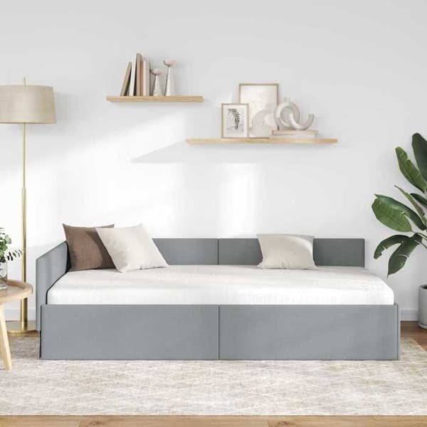Maison Exclusive - Ljust grått hörnsängram 90 x 200 cm tyg Ljusgrått