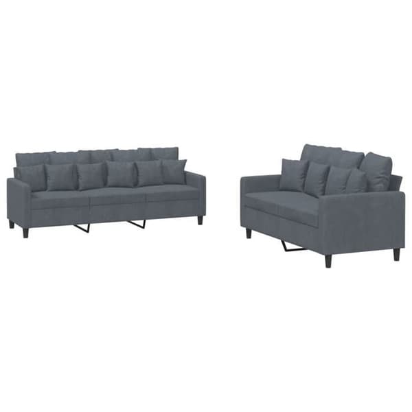 Maison Exclusive - Sæt af 2 sofaer med puder Mørkegrå Velour