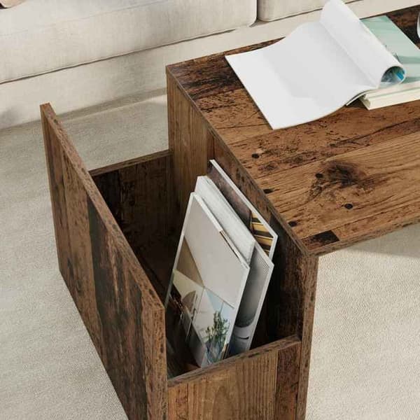 Bord - EKSKLUSIV HUS - Ingeniørtræ - 90 x 45 x 35 cm - Rektangulær - Brun